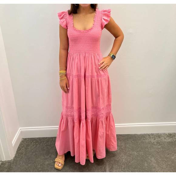 NEW LOVESHACKFANCY chessie dress in pink